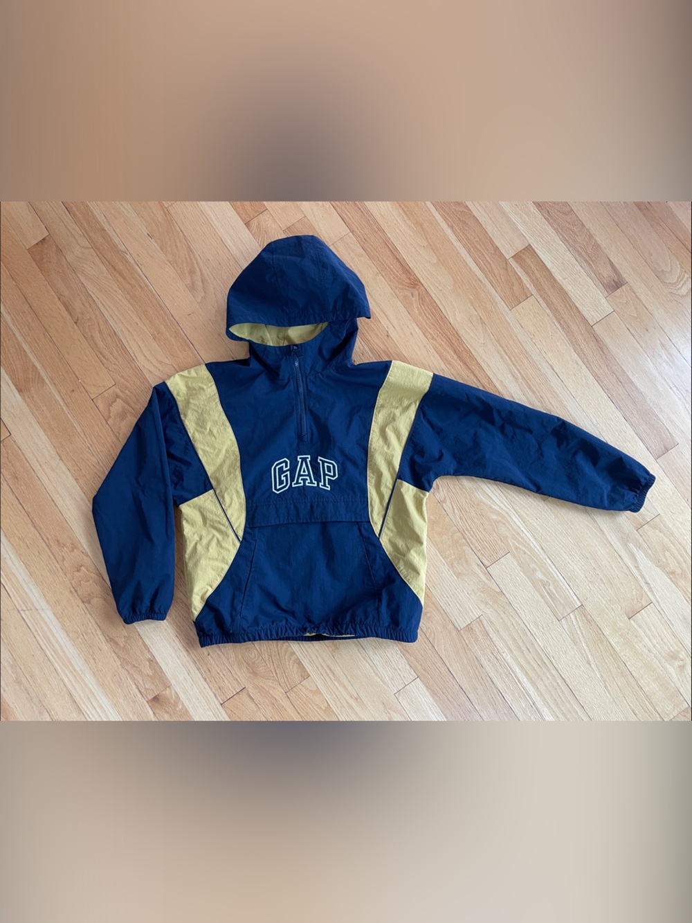 GAP Navy and Yellow Pullover Hooded Windbreaker Kids XL / 12-13 yrs old